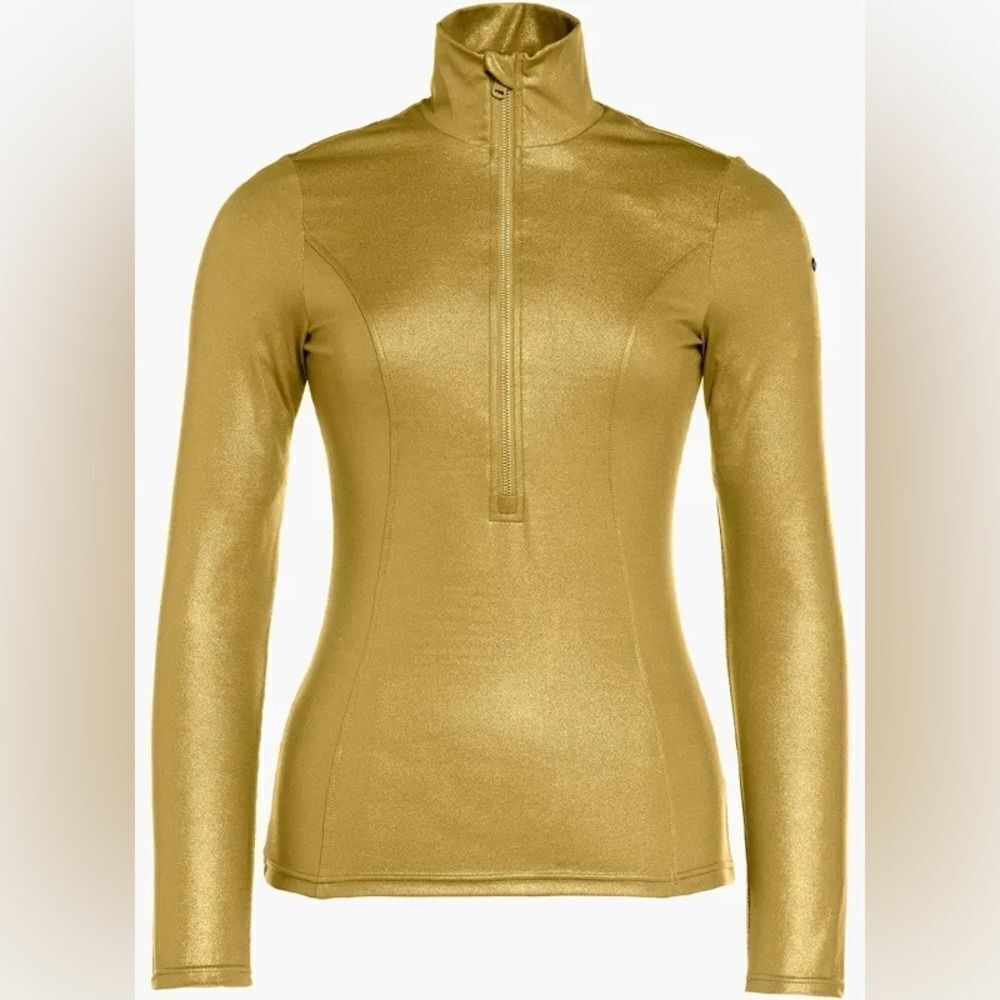Goldbergh Glamour Ski Pully Base Layer NWT XS Gold Metallic